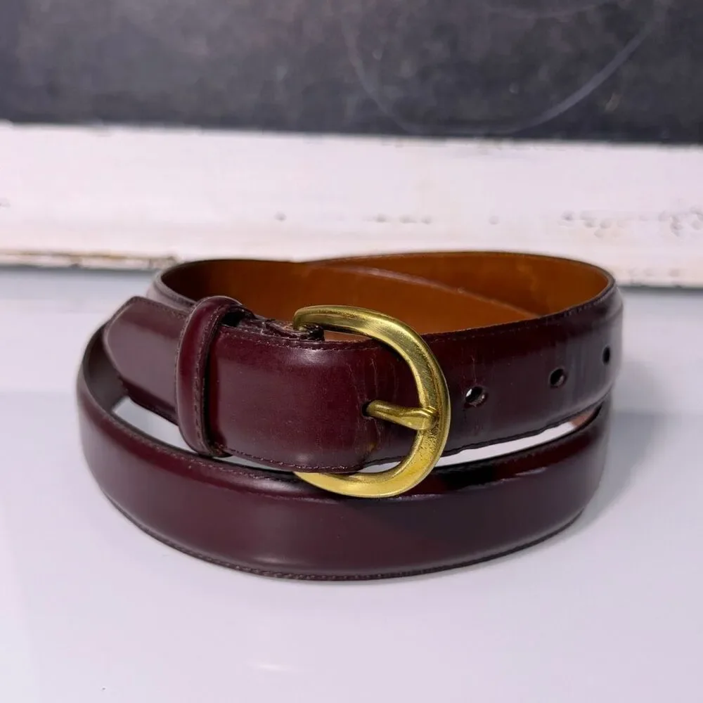 Vintage Coach Oxblood Leather Belt 34 Solid Brass Buckle Costa Rica